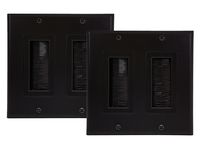 iMBAPrice (2-Pack) Black Dual Gang Decora Brush Wall Plate - Two Gang Wall Plate with Brush Bristles