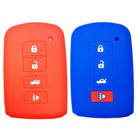 Coolbestda 2Pcs 4buttons Key Fob Cover Skin Remote Case Keyless Entry Holder Shell for 2016 2015 2014 Toyota Avalon Camry Corolla RAV4 Highlander Red Blue