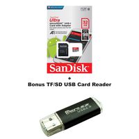 SANDISK SDSQUAR-032G -GN6MA Micro SDHC Ultra A1 Class 10 98mb/s with SD adapter + Bonus SD/TF USB Card Reader