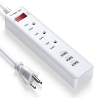 POWERADD 3 Outlets Power Strip with 3 Fast USB Ports 5 Foot Heavy Duty Extension Cord with 2.4Ax3 USB Ports, 1625W/13A White