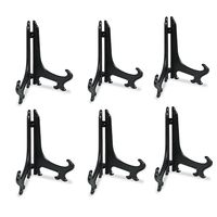 Artliving 8" Black 6pcs/Set Plastic Easels Plate Display Stands Picture Frame Stand Holder