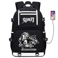 Anime Demon Slayer Cosplay Backpack Daypack Bookbag Laptop Bag School Bag with USB Charging Port (Color 18)