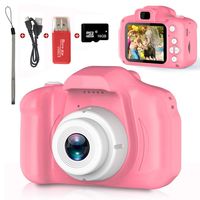 Kids Camera,Children Digital Cameras Kid Action Camera Toddler Video Recorder 1080P IPS 2 Inch,Child Rechargeable Camera with 16GB TF Card,Christmas and Birthday Gifts for Girls Age 3-8(Pink)