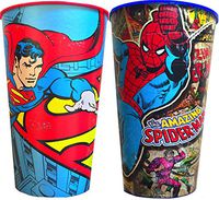 Vintage Super Man & Spiderman Reusable Party Souvenir Cups 32 Oz Pack Of 2