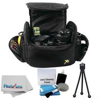 Deluxe Soft Padded Medium Bag for Digital SLR Camera Lens & Video Accessories Case for Canon EOS Rebel SL1 T2i T3 T3i T4i T5 T5i 70D 60D 50D 7D 6D 5D Mark III (Black) + Camera Lens Cleaning KIT