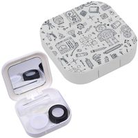 Portable Contact Lens Case Box Travel Kit Mirror + Bottle + Tweezers Container Holder [ Physics Science ]