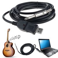 FYL 3M Guitar Bass 1/4'' 6.3mm Jack To USB Link Connection Instrument Cable Adapter