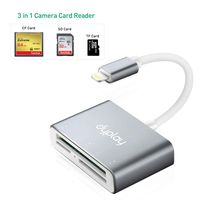 dyplay SD Card Reader, 3 in 1 Camera Card Reader for SD Card/TF Card/CF Card, SD &TF Card Reader Adapter with 8 Pin Connector Compatible with iPad/iPhone/iPod,