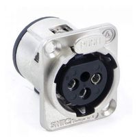 Switchcraft E3FSCB 3 Pin XLR Connector Female Panel Silver Pins