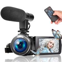 Video Camera Camcorder, Vlogging Camera Full HD 1080P 30FPS 3'' LCD Touch Screen Vlog Video Camera for YouTube Videos with External Microphone and Remote Control