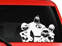 Famous Superhero Cartoon Family for Kids car Truck SUV Window Laptop Kitchen Wall MacBook Decal Sticker Approx 6x4 inches White
