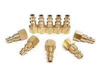 Air Hose Fittings And Quick Connect Air Fittings, 1/4 Inch NPT Brass Female Air Coupler Plug (10 Piece) Industrial Type D, Air Compressor Fittings