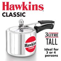 HAWKIN Classic CL3T 3-Liter New Improved Aluminum Pressure Cooker, Small, Silver