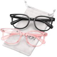 MEETSUN Blue Light Blocking Glasses for Women Men Nerd Eyeglasses Frame,Anti Eye Strain Computer Glasses for Reading/Gaming (Black + Pink / 2 PACK, 0.0)