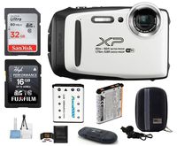 FUJIFILM FinePix XP130 Water, Shock, Freeze and Dustproof Digital Camera (White) Bundle; Includes: 32GB & 16GB SDHC Memory Cards + Spare Battery + Camera Case + Card Reader + More
