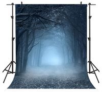 BackdropsOnline Misty Dark Forest Woods Halloween Backdrop for Photography Gloomy Grove Mystery Vampire Background Magic Witch Wizard Sorcerer Ghost Themed Party Banner Decors Photo Props 6x8ft