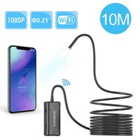 Wireless Endoscope, TODSKOP 5.5mm WiFi Borescope 1080P Semi-Rigid Waterproof Inspection Camera, 2.0MP HD Snake Pipe Camera for Android and iOS Smartphone, iPhone, Samsung Tablet PC (33FT)