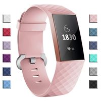 adepoy Compatible with Fitbit Charge 3 Bands for Women Men Large Small, Adjustable Replacement Wristbands for Fitbit Charge 3 and Fitbit Charge 3 SE, Pink, Small