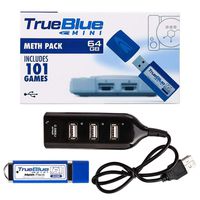 Lesgos True Blue Mini Meth Pack, 64GB True Blue Mini Crackhead Meth Pack USB Flash Drives with 4-Port Hub for Playstation Classic - Includes 101 Games