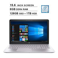 2019 HP Pavilion 15.6 Inch HD SVA Laptop (Intel Core i7-7500U up to 3.5 GHz, 8GB RAM, 128GB SSD + 1TB HDD, Intel HD Graphics 620, DVD, Bluetooth, WiFi, HDMI, Windows 10) (Renewed)
