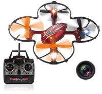 Haktoys HAK904C 7" 4-Channel 2.4GHz RC Quadcopter with Camera | 6-Axis Gyro Mini Drone with LED Lights | High/Low Speed Modes and 360° Loop Function | SD Card Included - Colors May Vary