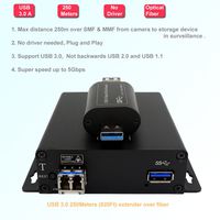 Transwan USB 3.0 Fiber Extender to Max 250 Meters (820 FT) Over SMF or MMF with 2 x LC 10 Gbps SFP, USB 3.0 Fiber Optic Extender with 5 Gbps Super Speed, Supports Kinect Devices & Industrial Cameras