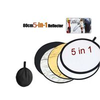 5-in-1 Round Collapsible Multi-Disc Light Reflector Photography Photo Video Studio Lighting Disc Reflector 5 Colors, Black, White, Gold, Silver, Translucent Size 24" 32" 43" (32" ( 80cm ))