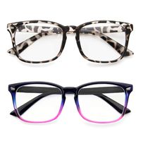 Blue Light Blocking Glasses Anti Eye Strain Minimize Headache UV Blocking Computer Reading Gaming Eyeglasses Frame (2 Pack(Leopard& Gradient Purple))