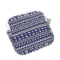 Wulofs Women Girl Cute Sanitary Pad Tampon Organizer Holder Napkin Towel Convenience Bags Cotton Menstrual Cup Pouch coin purse (Blue)