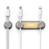 SYOSIN Cable Holder Organizer Desktop Cord Management Multipurpose Magnetic Cable Clips with 3 Cable Buckles & 2 Bases for Cell Phone Cable (Light)