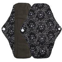 Hunputa Sanitary Napkins,Reusable Bamboo Cloth Washable Menstrual Pad Mama Sanitary Towel Pad (Black, L)