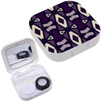 Portable Contact Lens Case Box Travel Kit Mirror + Bottle + Tweezers Container Holder [ Indian Ethnic Motif Striped ]