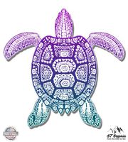 Sea Turtle Beautiful Color - 5" Vinyl Sticker - For Car Laptop I-Pad - Waterproof Decal