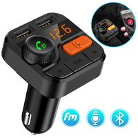 Bluetooth FM Transmitter for Car, USB Bluetooth Car Adapter Wireless Bluetooth FM Radio Adapter MP3 Music Player Car Kit with Hands-Free Calling and 2 Ports USB Charger