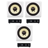 Acoustic Audio HD-S10 in Wall 10" Home Theater Passive Subwoofers 3 Speaker and 3 Amplifier Set