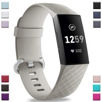 Hamile Replacement Bands Compatible for Fitbit Charge 3, Classic Edition Adjustable Sport Wristbands Watch Strap for Fitbit Charge 3, Large, Slate Gray