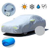 Car Cover, 6 Layers All Weather UV Protection Windproof Snow-Proof Dust-Proof Scratch Resistant Universal Full Car Covers Fit for Sedan Wagon, Durable straps and Anti-theft lock (177" - 191") (Silver)