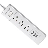 Poweradd Surge Protector USB Power Strip with 3 Smart USB Ports and 5ft Heavy Cord 1250W - White