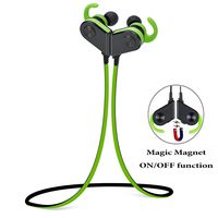 Bluetooth Headphones,Myogots Bluetooth Earphones-Premium Noise Cancelling Wireless V4.1 Earbuds With Magnetic Technology Hanging Ear Headset with Mic for Sports and Outdoor Activities (Black- Green)