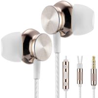Betron BS10 Earphones Headphones, Powerful Bass Driven Sound, 12mm Large Drivers, Ergonomic Design with Remote Control and Microphone for iPhone, iPad, iPod, Samsung (Gold)