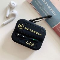 BONTOUJOUR AirPods Case, Super Cool Creative Classical Black Vintage Beeper Pager Shape TPU Silicone Cover Case Protective Skin for AirPods 1&2+Hook