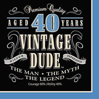 Club Pack of 192 Vintage Dude Premium 3-Ply Disposable Lunch Napkins 6.5"