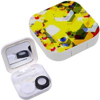 Portable Contact Lens Case Box Travel Kit Mirror + Bottle + Tweezers Container Holder [ Golden Color Inclusion Arrows ]