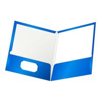 Oxford Laminated Twin-Pocket Folders, Letter Size, Blue, Holds 100 Sheets, Box of 25 (51701EE)