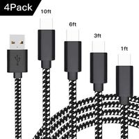 Yaliu USB Type C Cable 4Pack (1/3/6/10FT), Nylon Braided Fast Charging Charger Sync Cord for Samsung Galaxy S10+ S10 S10e S9 Note 10 9 A10e A20 A20e A30 A50 Moto G6/G6 Plus G7/G7 Power Nokia 6.1 7.1
