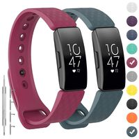 GVFM Compatible with Fitbit Inspire/Inspire HR Bands, Adjustable Soft Silicone Bracelet Accessories Sport Strap for Women Men Wristbands (Large, 2-Slate and Wine)