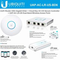 Ubiquiti Networks USG Unifi Security Gateway Bundle with Ubiquiti UC-CK Unifi Cloud Key, Remote Control Device & Ubiquiti UAP-AC-LR-US Unifi AP-AC Long Range Wireless Access Point
