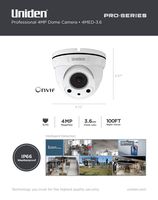 Uniden 4MP Pro Series 4.0-Megapixel IP Security Fixed Dome Camera 100' Night Vision 4MED-3.6