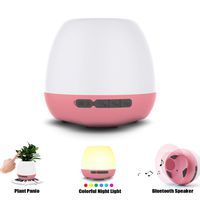Music Night Light Speaker Flowerpot - ITOLK Wireless Bluetooth Speaker Flower Pot with 7 Color Changing Night Light Play Music by Touching Plants for Indoor Outdoor Room Office Use (Pink)