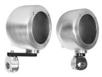 2 Rockville MAC40S 4" Chrome Swivel Aluminum Tower Handlebar Speaker Pods ATV/UTV